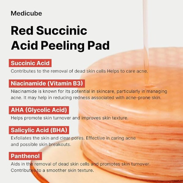 Medicube Red Succinic Acid Panthenol Facial Peeling Pads