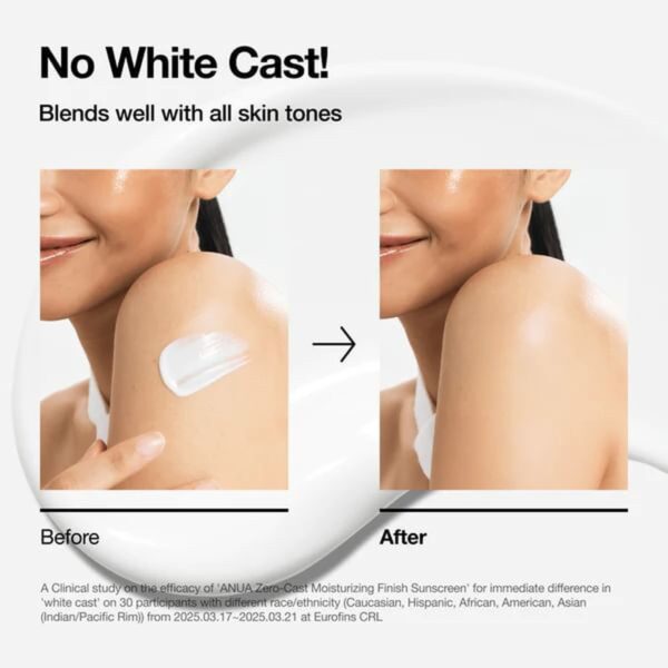 Anua Zero-Cast Moisturizing Finish Sunscreen SPF50+ PA++++